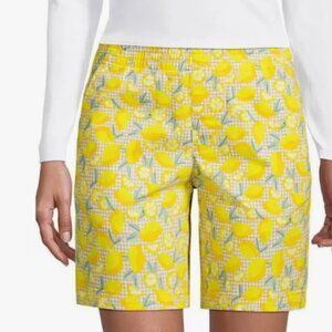 Lands End Mid Rise Lemon Print Patterned Shorts Plus Size | 20W